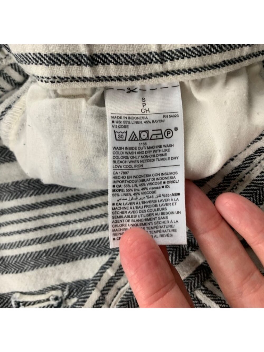 Old Navy Black Natural Stripe Linen Blend Wide Leg Lounge Pant S - Picture 4 of 6